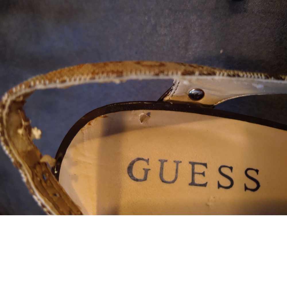 GUESS BROWN STILETTO HEALS - SLING BACK - CUTE - SIZE 5.5 - Picture 10 of 12